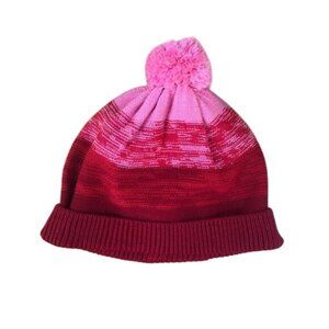 Gymboree Baby Beanie Hat Red & Pink Pom Pom Winter Size 6-12M